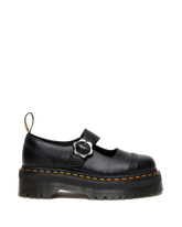 Addina Flower Buckle Leather Platform Shoes