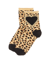 Leopard Heart Cotton Blend Socks