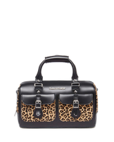 Leopard Print Hair-On Top Handle Bag
