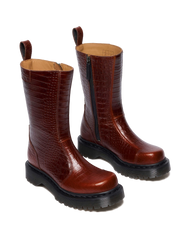 REJENA CROC EMBOSS LEATHER BOOTS