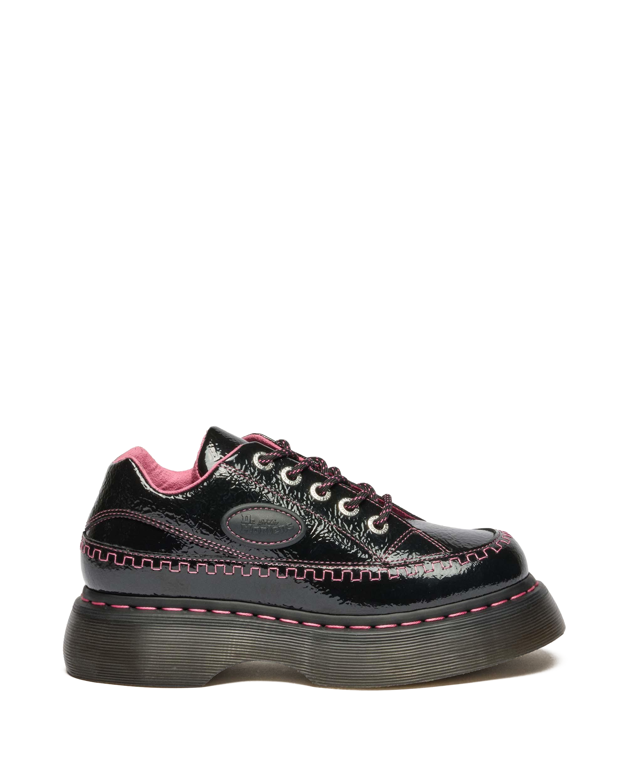 Buzz 5-Eye Distressed Patent Leather Shoes
