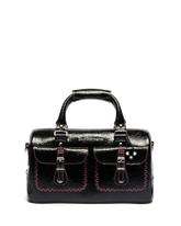 Top Handle Distressed Patent Leather Bag