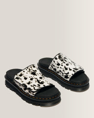 Zebzag Dalmatian Hair On Leather Platform Slides