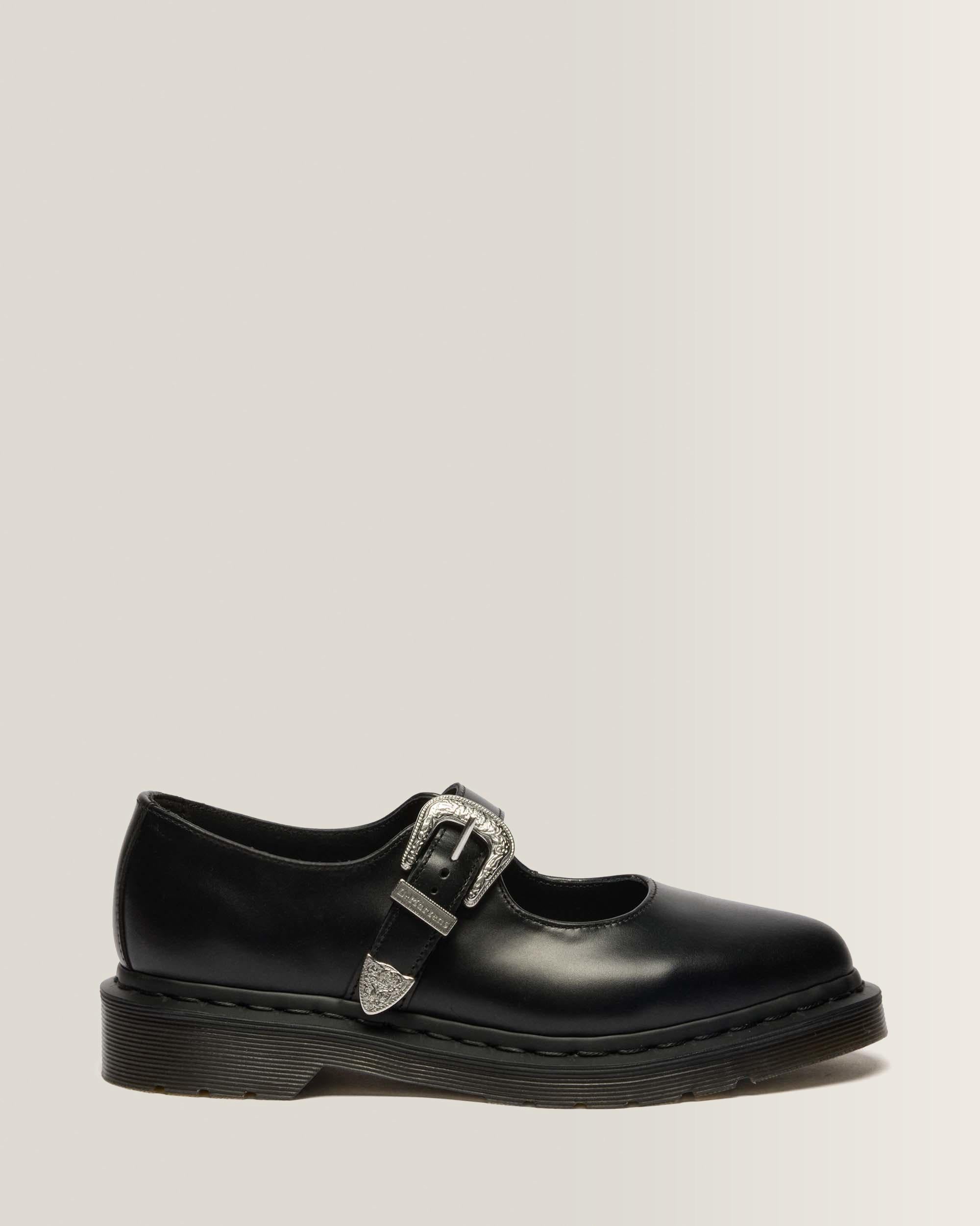Elphie Mary Jane Buckle Atlas Leather Shoes