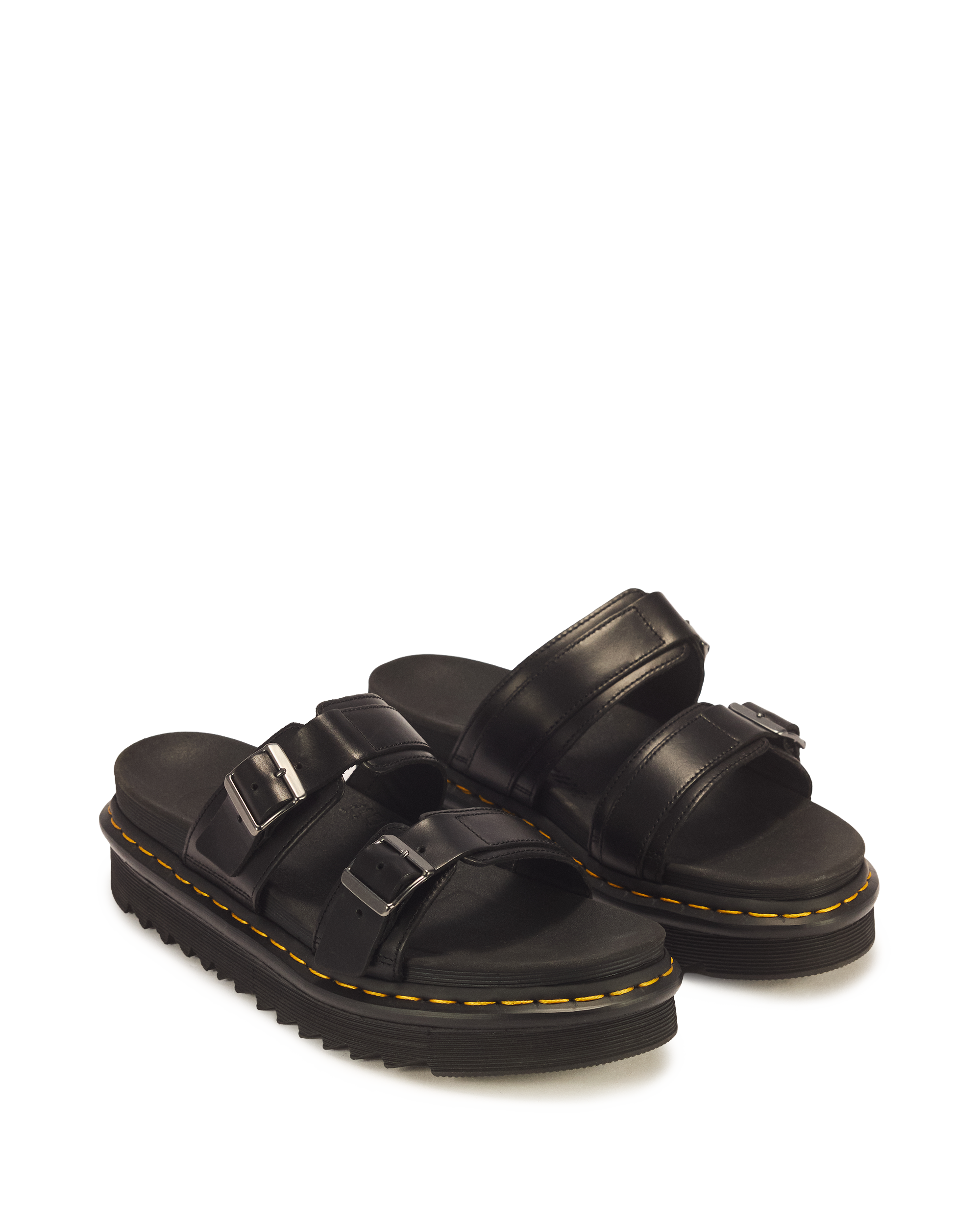 Myles Brando Leather Buckle Slide Sandals