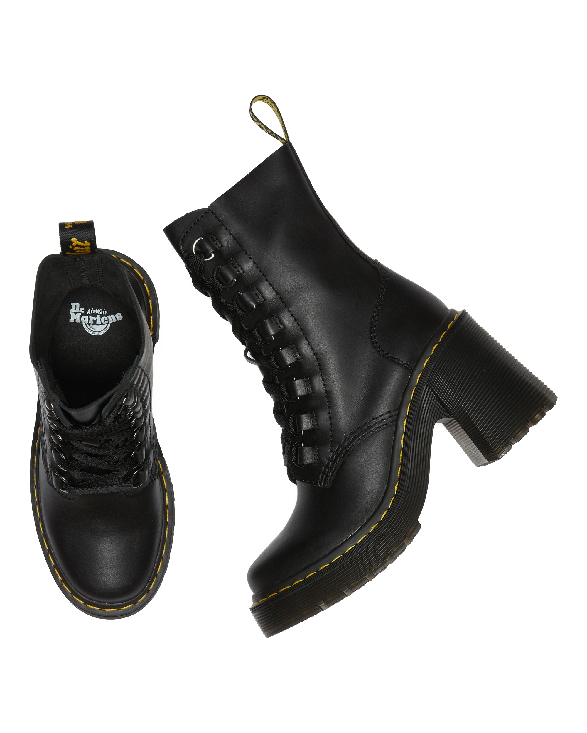 Chesney Leather Flared Heel Lace Up Boots
