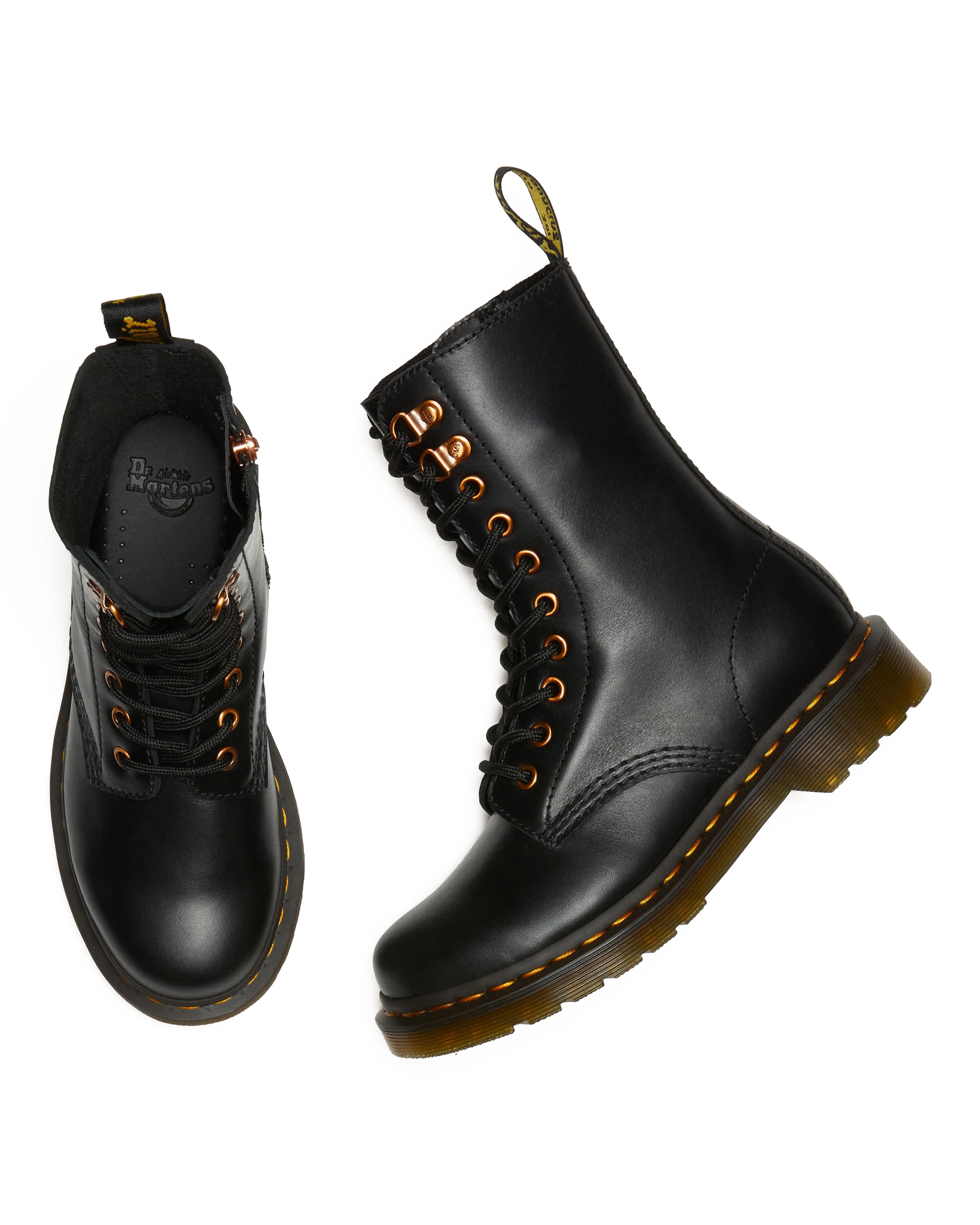 1490 Rose Gold Hardware Leather Mid Calf Boots