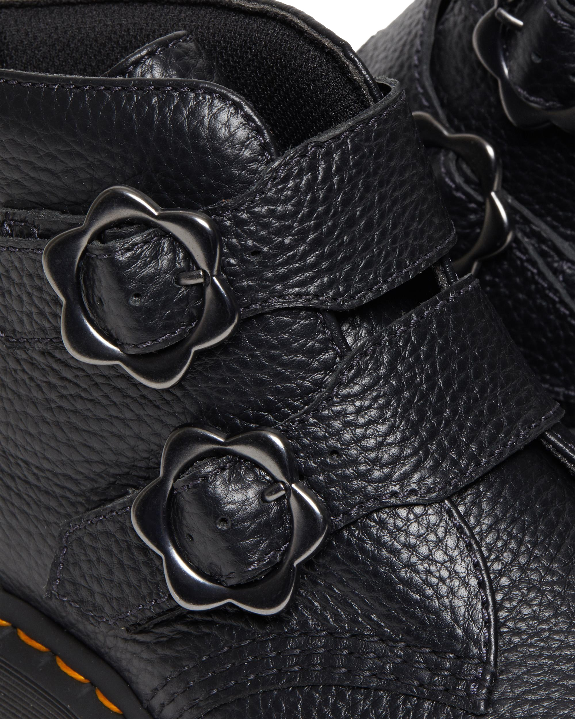 Devon Flower Buckle Leather Platform Boots