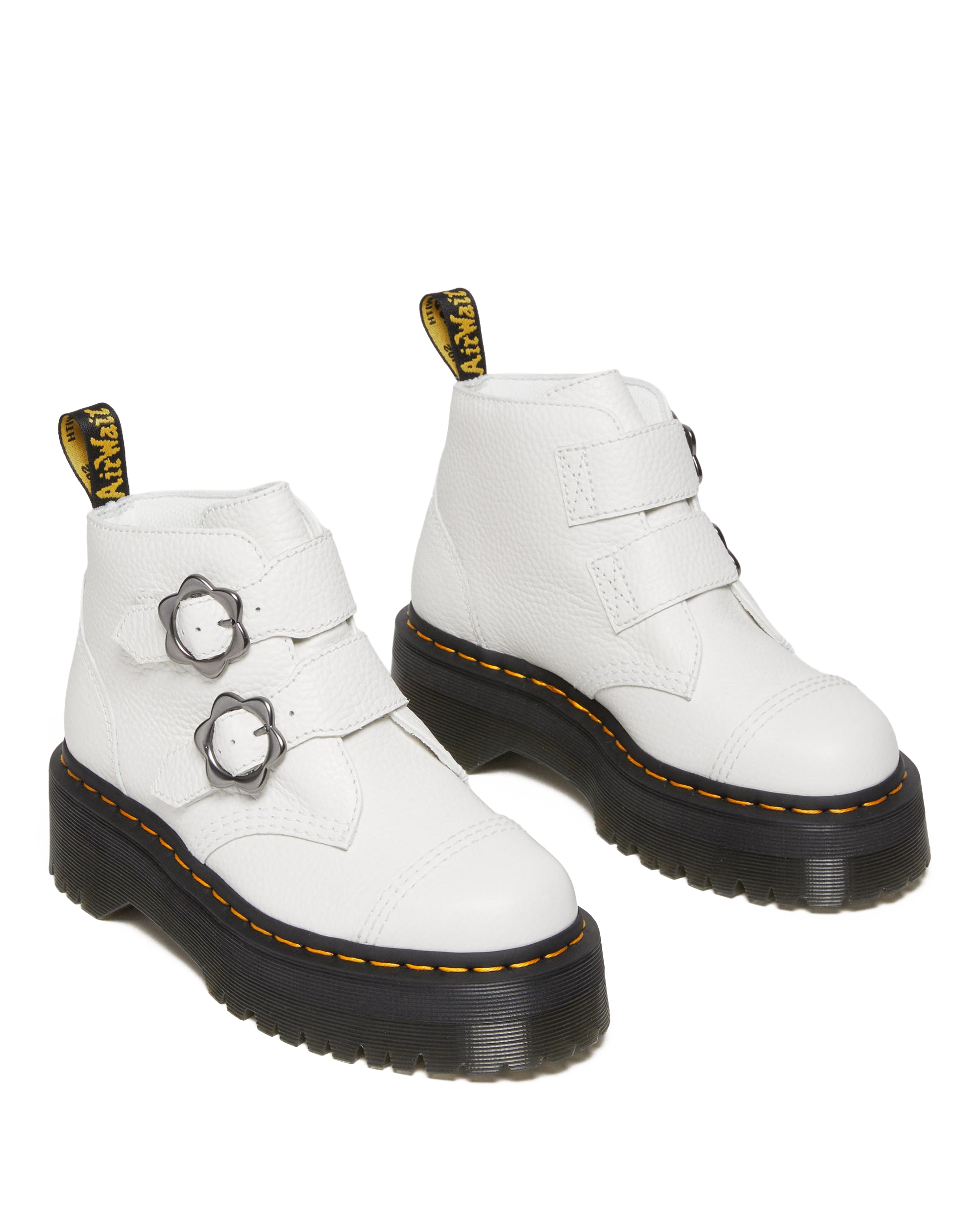 Devon Flower Buckle Leather Platform Boots