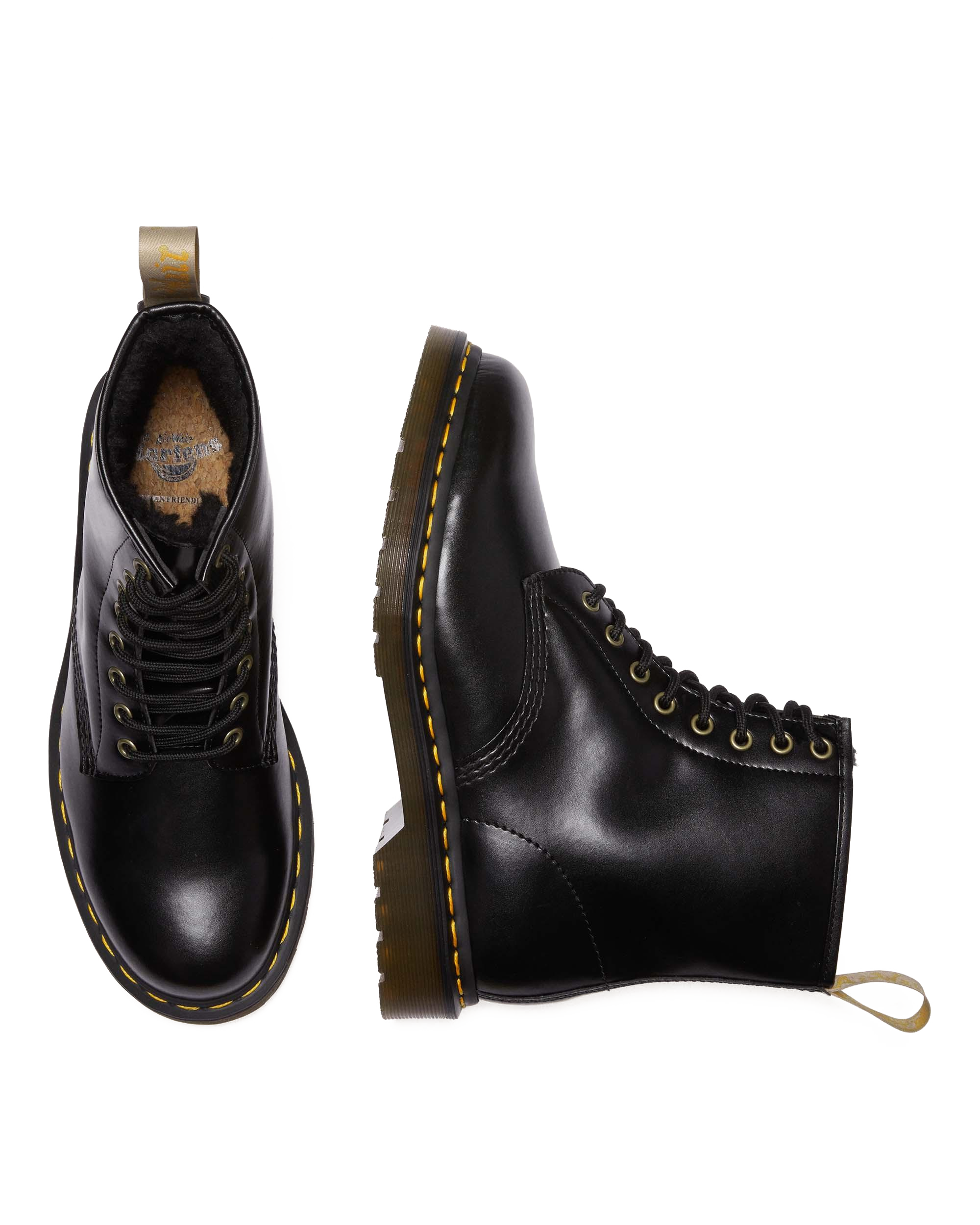 Vegan 1460 Faux Fur Lined Lace Up Boots