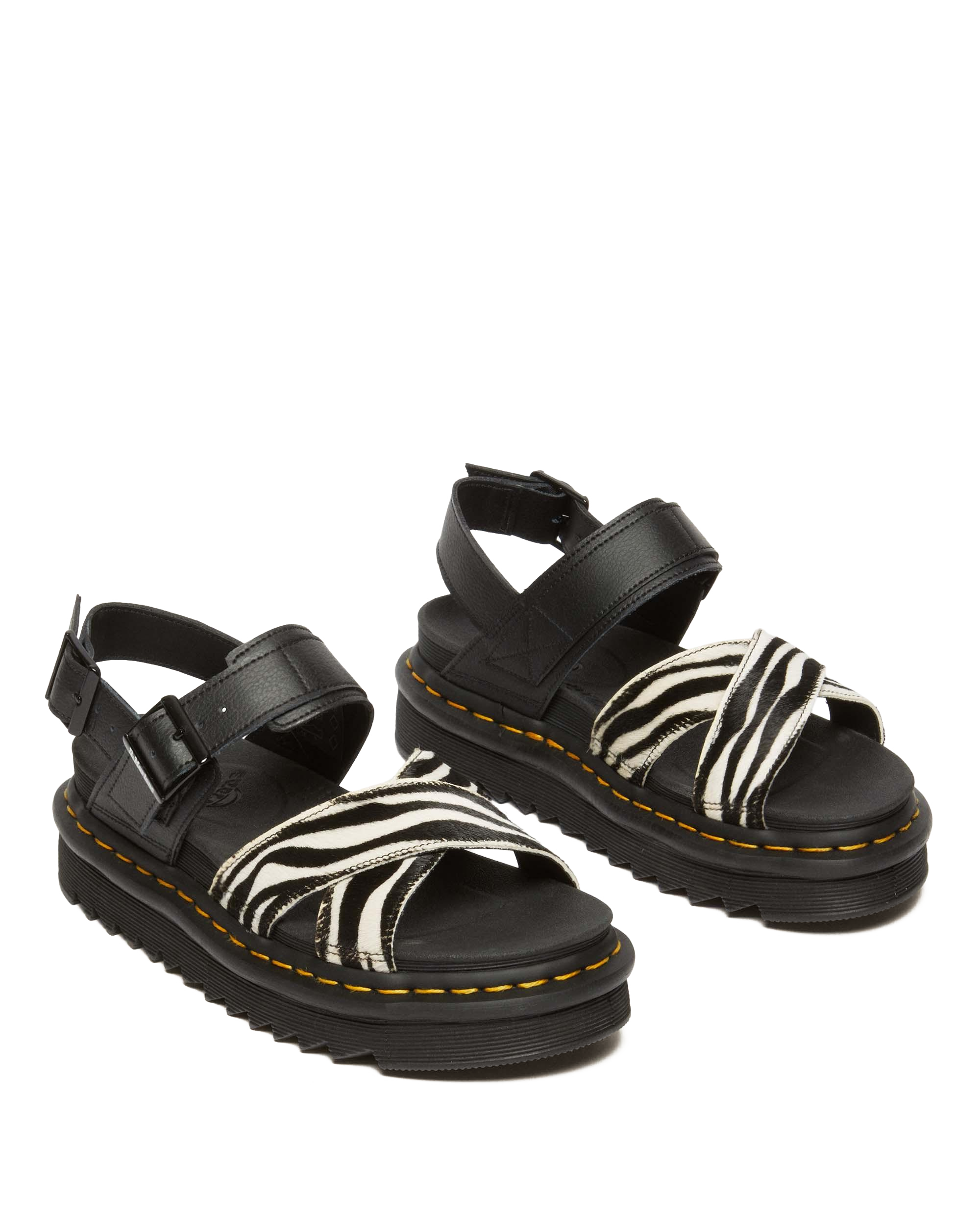 Voss II Hair-On Zebra Print Sandals