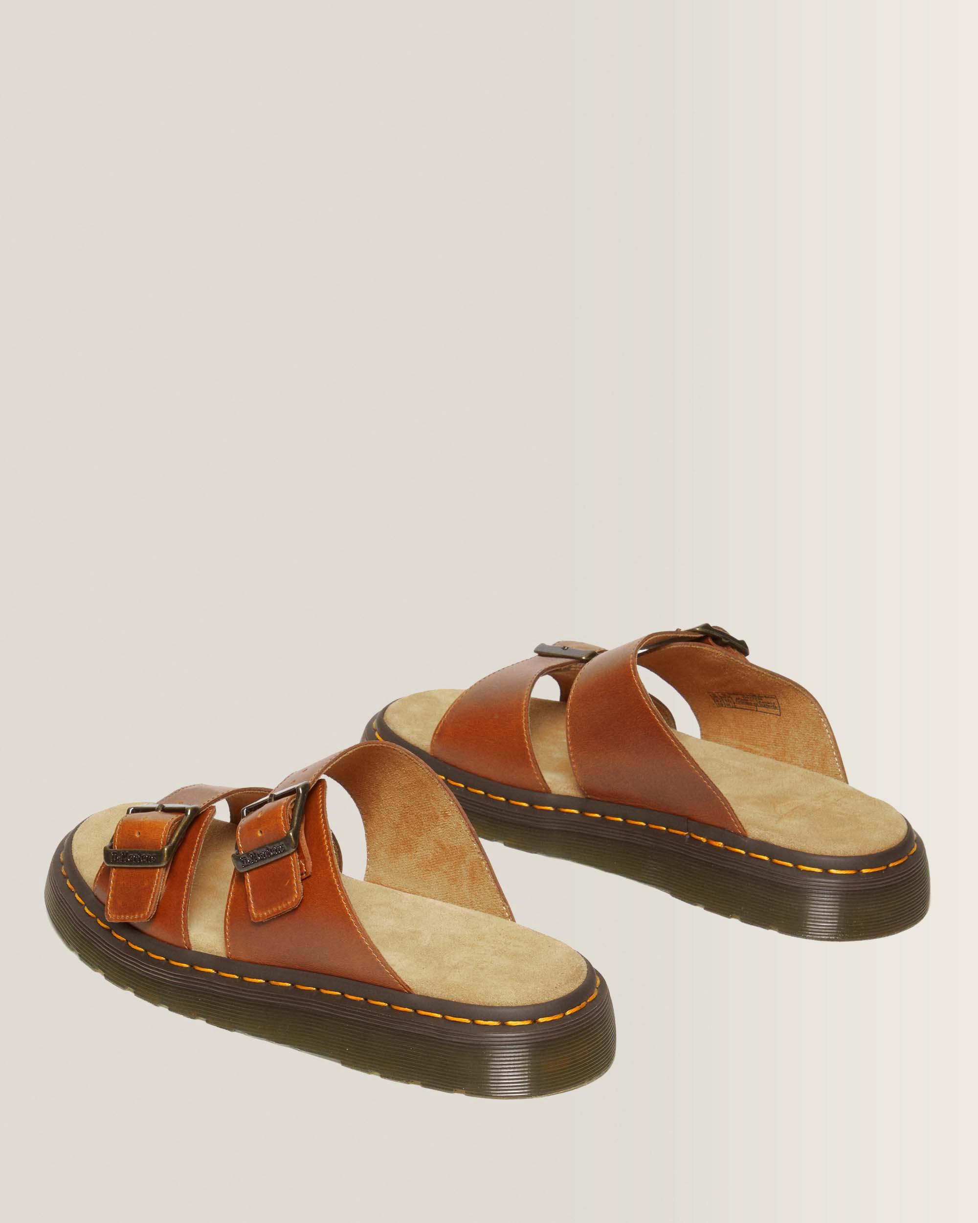 Josef Analine Leather Buckle Slide Sandals