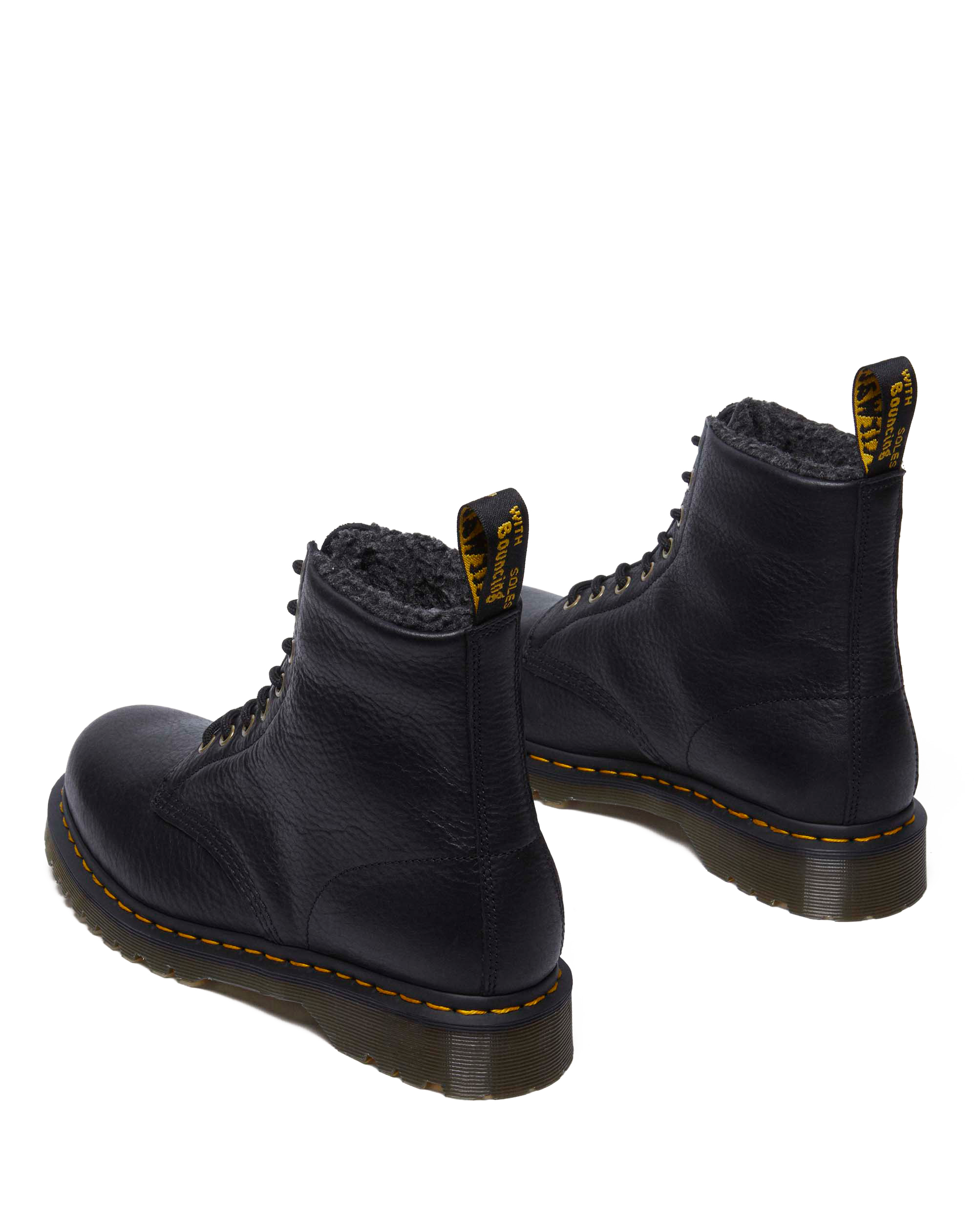 1460 Faux Fur Lined Grizzly Leather Lace Up Boots