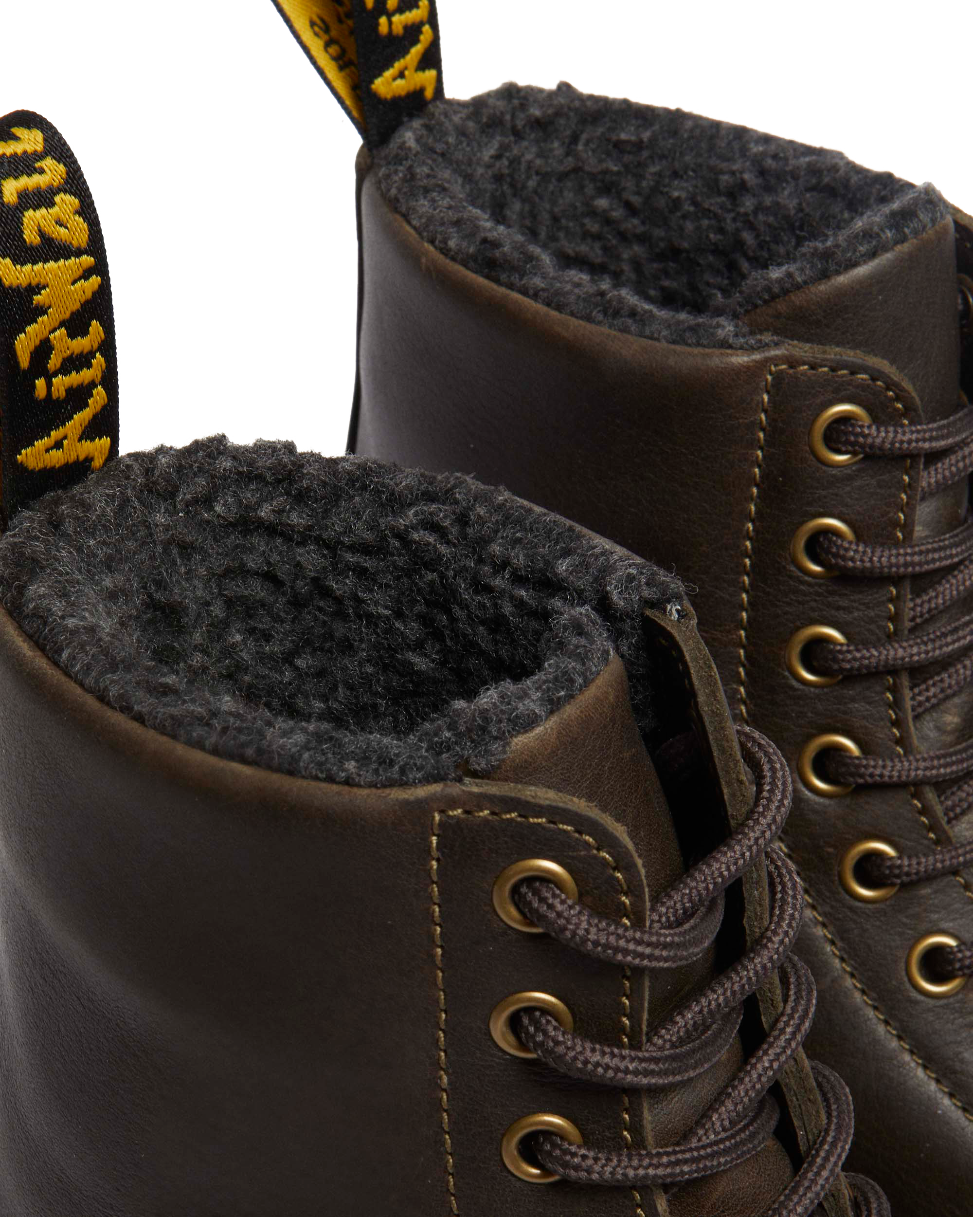1460 Faux Fur Lined Grizzly Leather Lace Up Boots