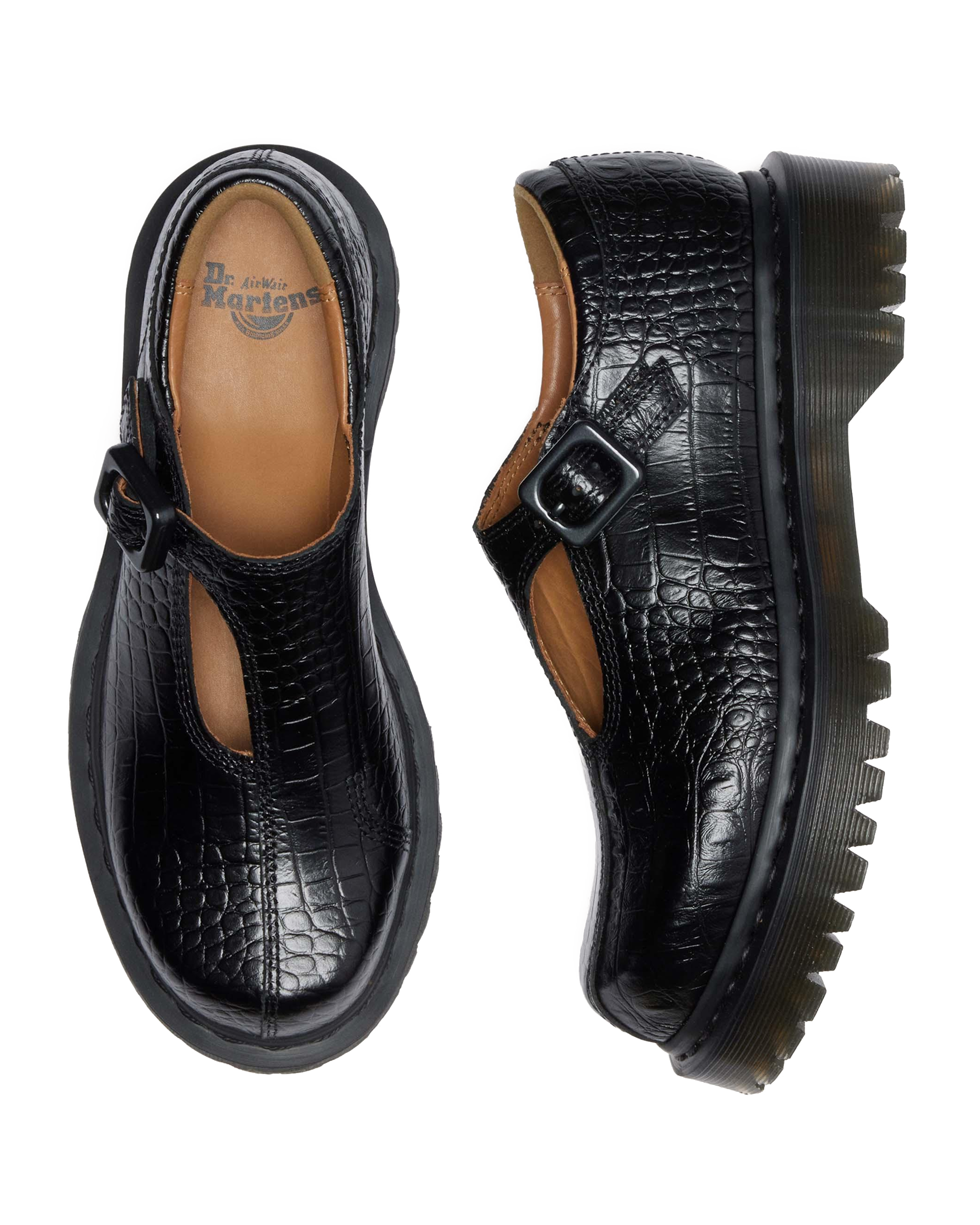 Rejena Mary Jane Croc Emboss Leather Shoes