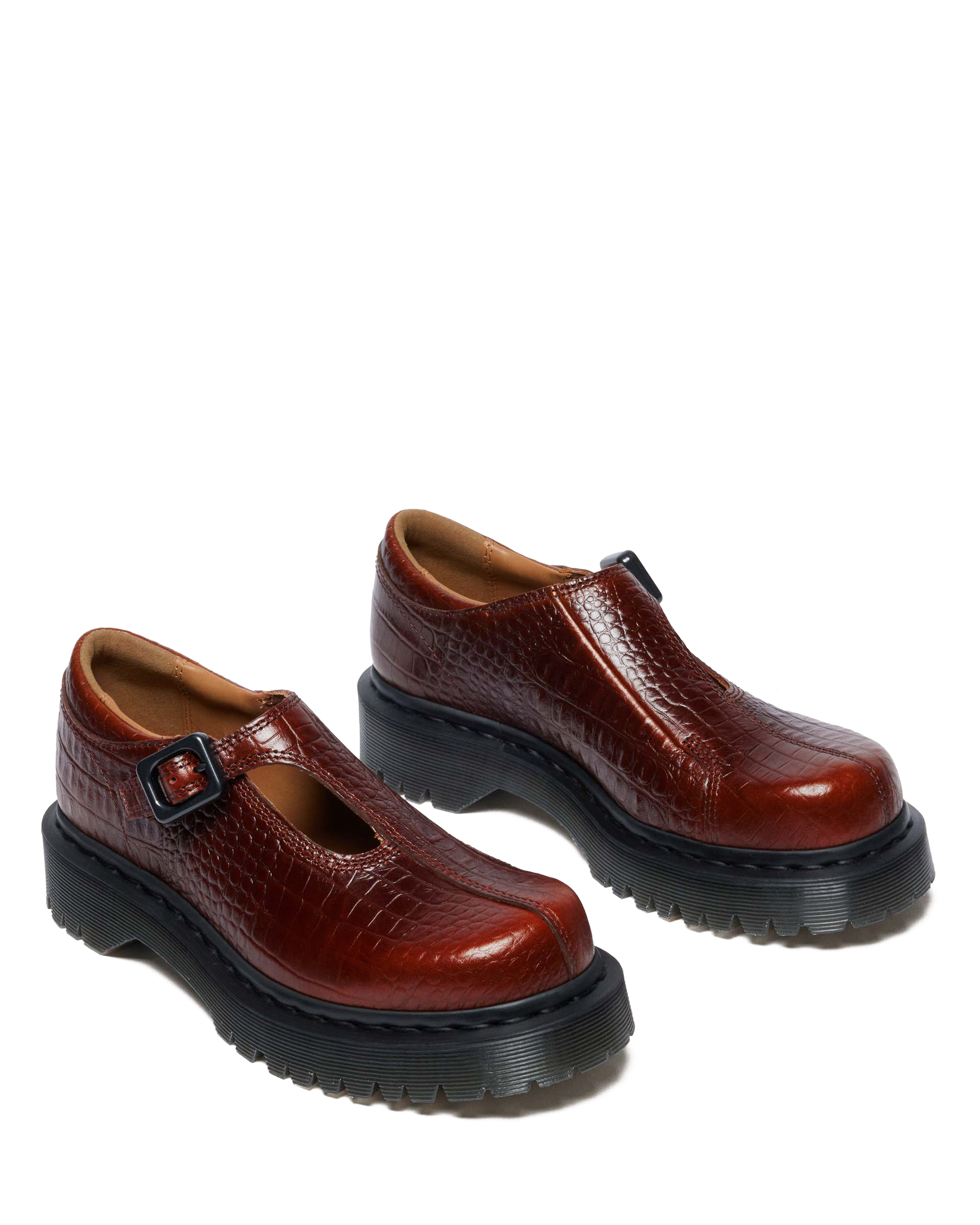 Rejena Mary Jane Croc Emboss Leather Shoes