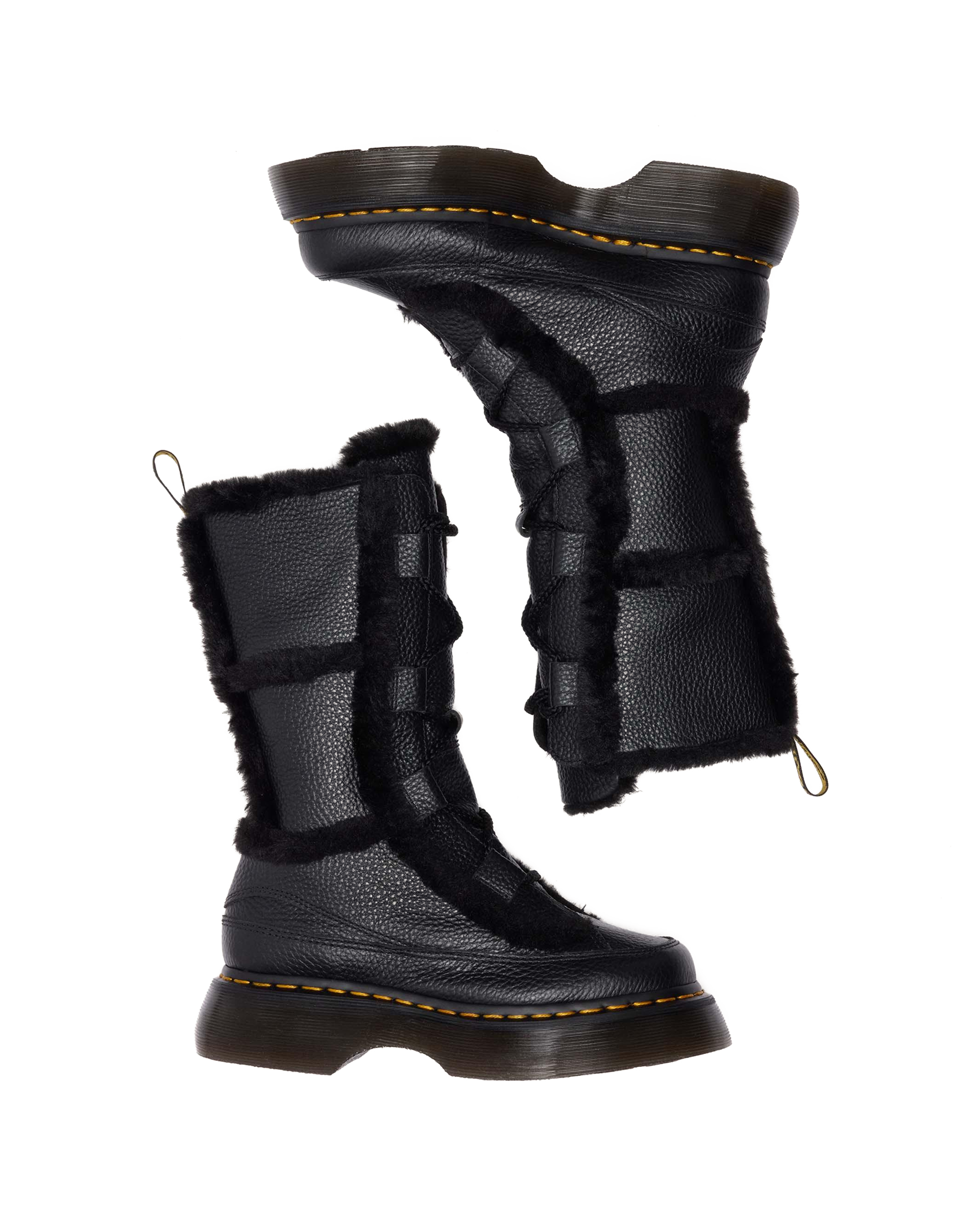 Buzz Lace Up Faux Fur Lined Grizzly Leather Boots