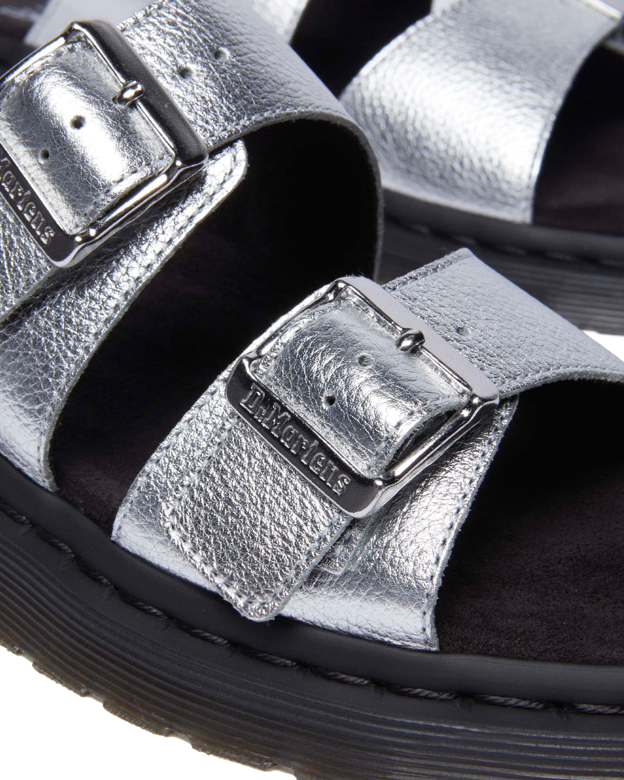 Josef metallic leather slide sandals