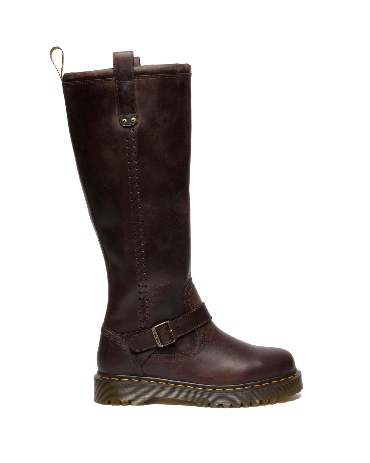 Anistone Knee High Crazy Horse Leather Biker Boots