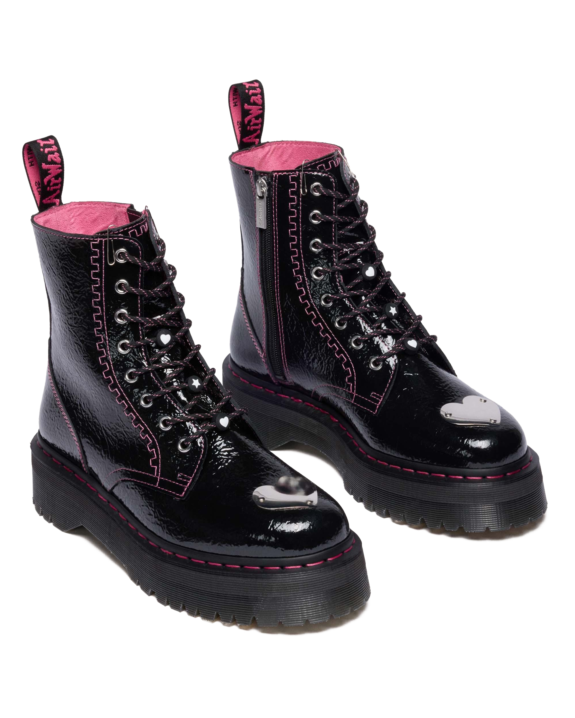 Jadon Distressed Patent Leather Platform Boots
