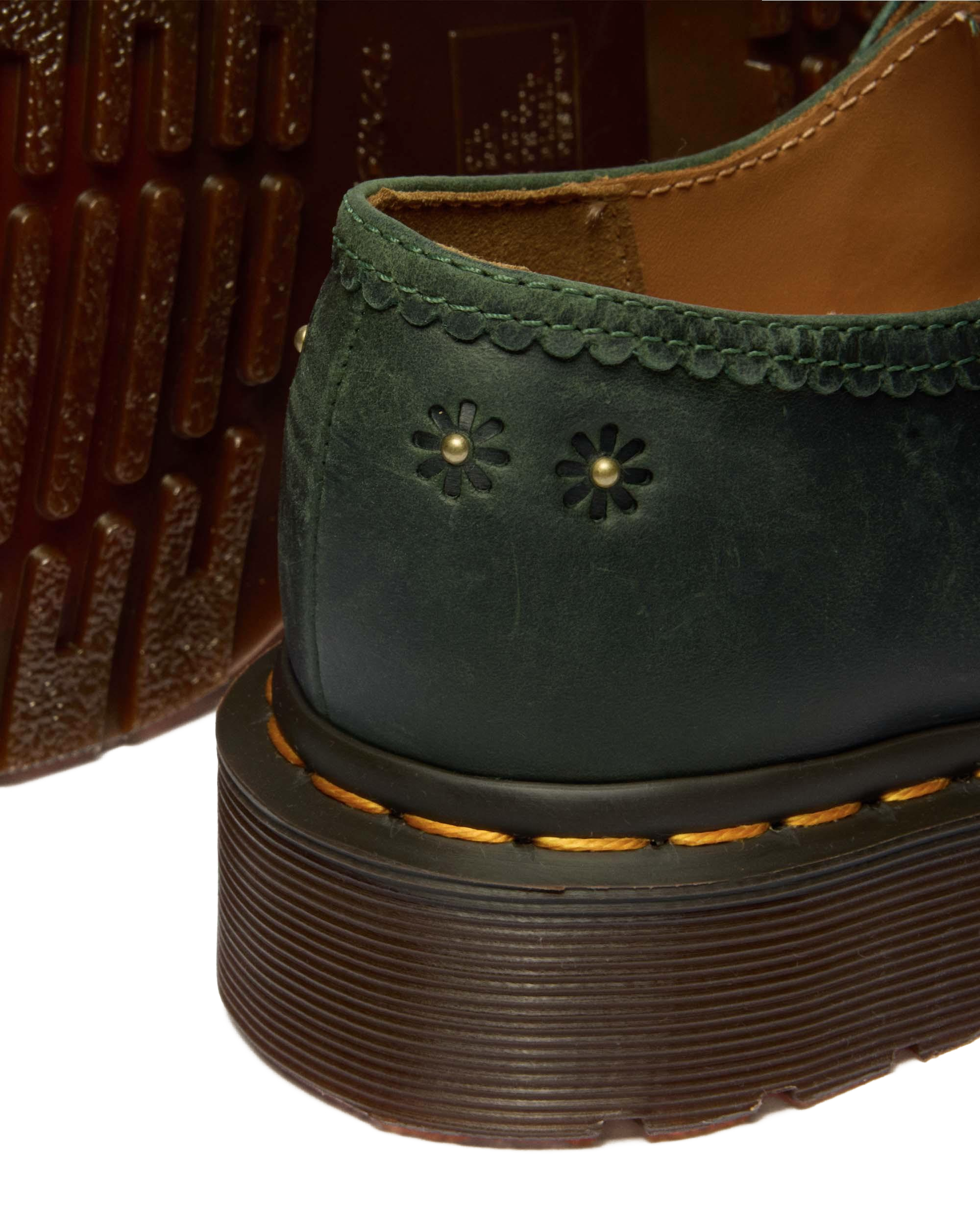 Mary Jane Flower Crazy Horse Leather Shoes