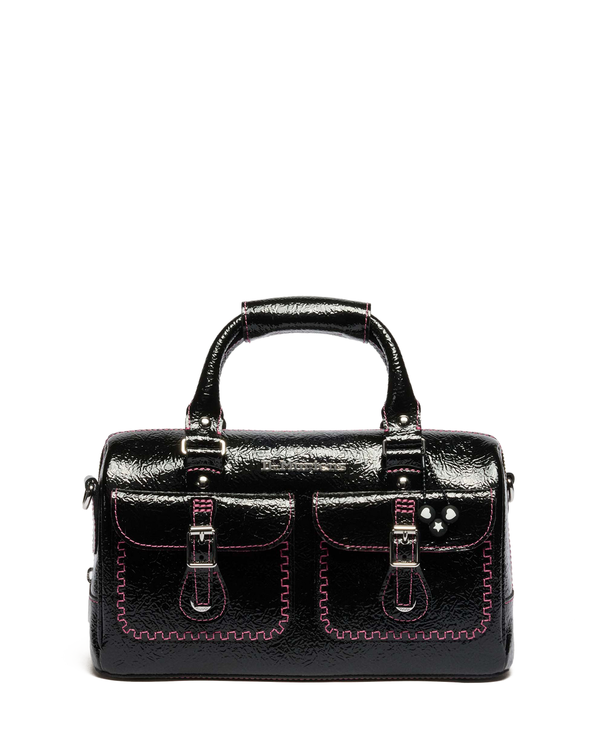 Top Handle Distressed Patent Leather Bag