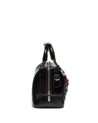 Top Handle Distressed Patent Leather Bag
