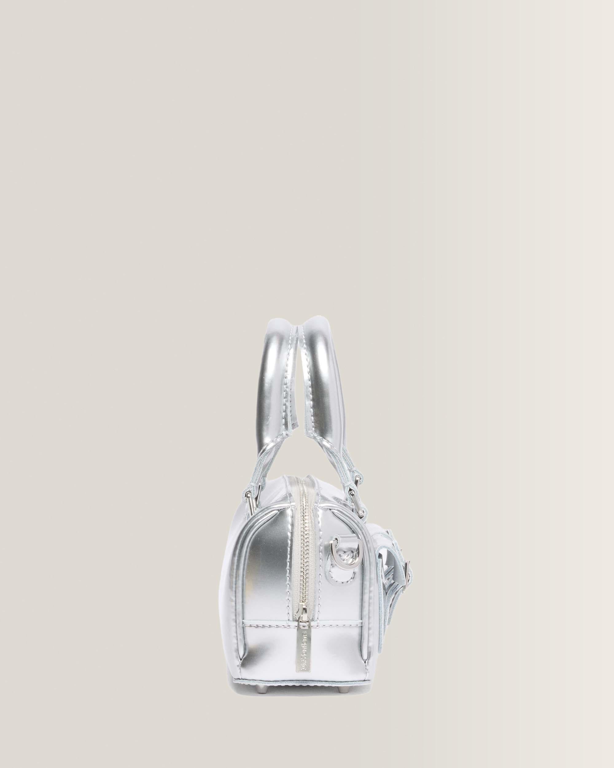Mini Top Handle Bag Bag Silver Metallic Patent Lamper