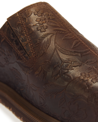 San Floral Emboss Crazy Horse Leather Mules